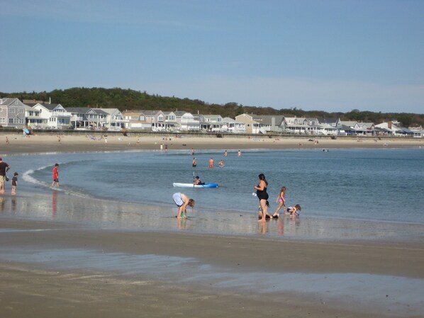 Plage à proximité, chaise longue, serviettes de plage