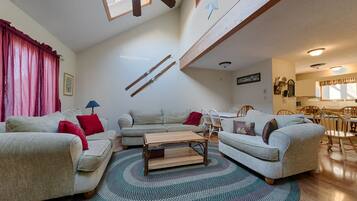 Smart TV, fireplace, DVD player, video library