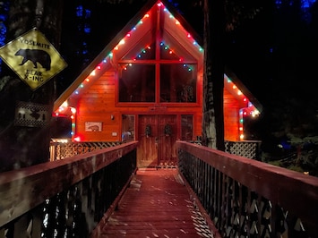 Our cabin at night