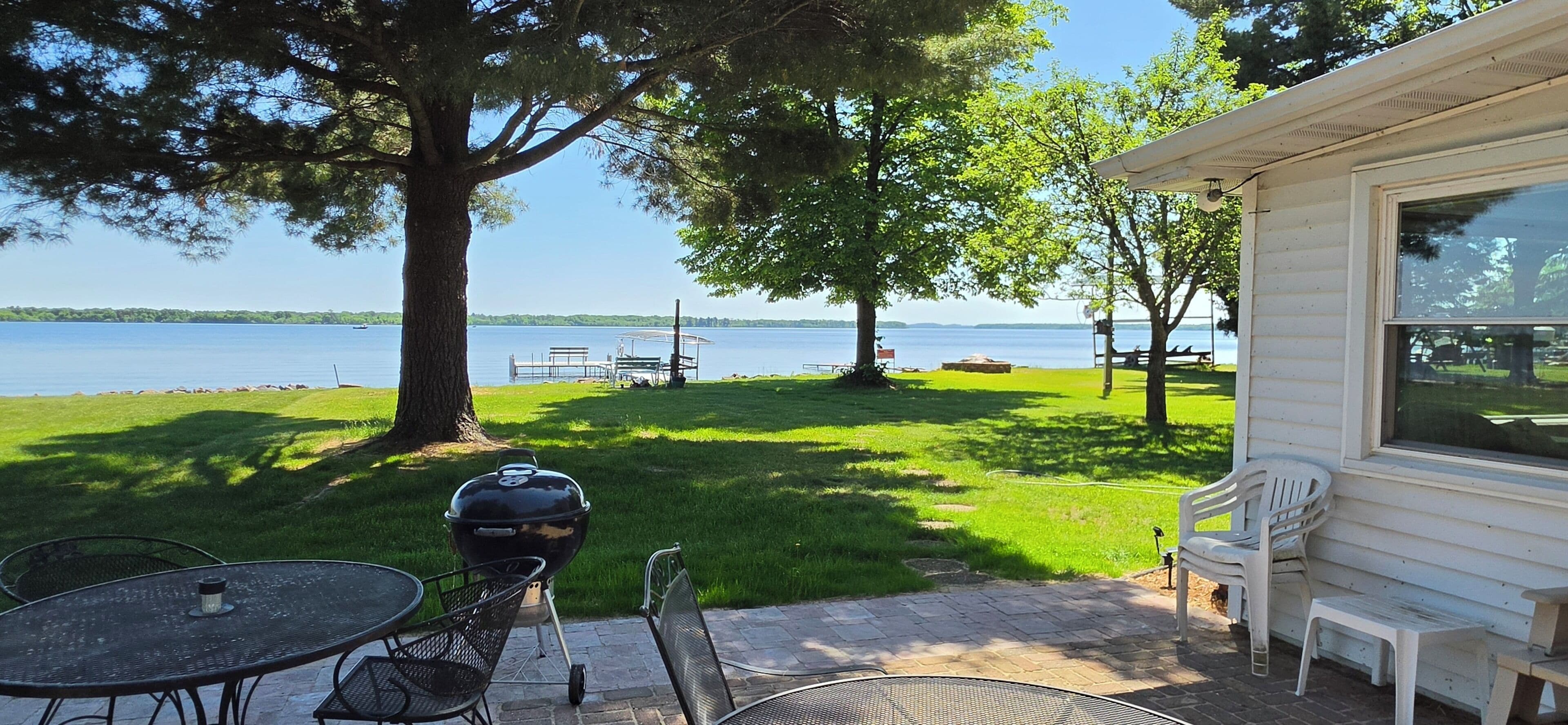 View of the lake from our patio.   We are definitely right on the lake.  