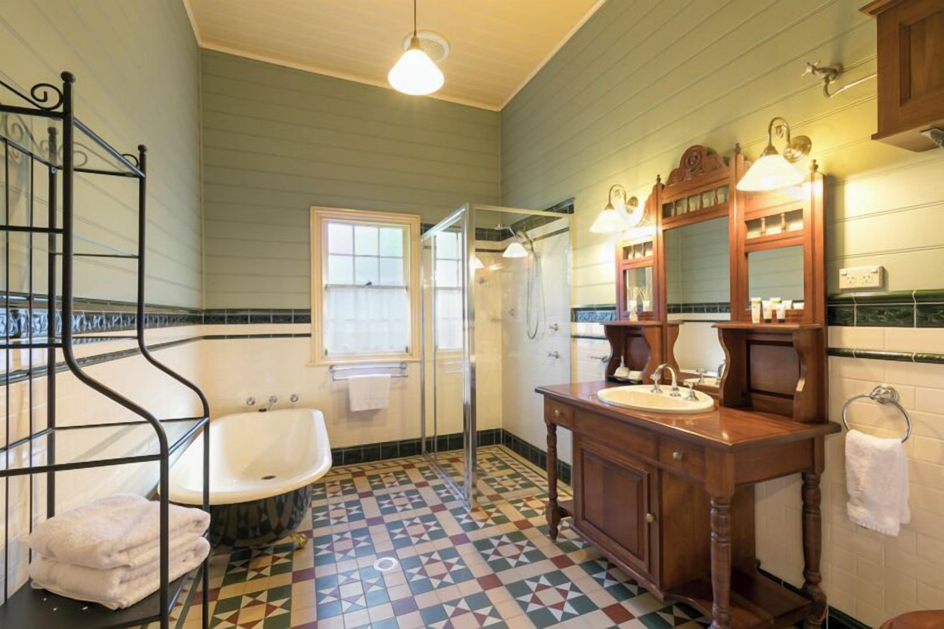 Bathtub, hair dryer, towels