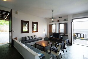 Smart TV, DVD player, books, music library