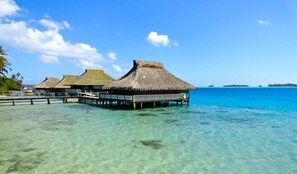 Beach nearby, sun loungers, beach towels - The Black Pearl! The most luxurious private OVER WATER BUNGALOW on Bora Bora! (Vaitape)