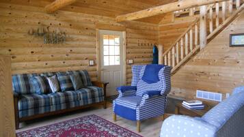 Smart TV, fireplace, DVD player, books