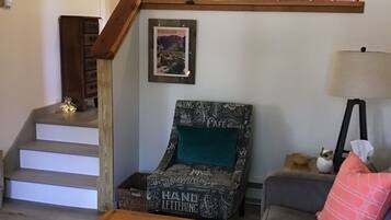 Smart TV, chimenea, reproductor de DVD y libros