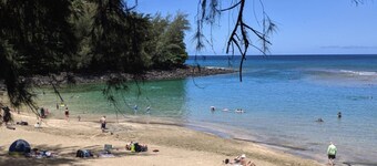 Hanalei Moon Beach Cottage, frÄn ditt Lanai 2 grÀs, 2 sand & hav