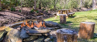 LOG HOME - NEXT TO CREEK / FIREPLACE / HOT TUB / HIKING TRAILS / PET FRIENDLY