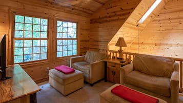 Smart TV, fireplace, DVD player, stereo