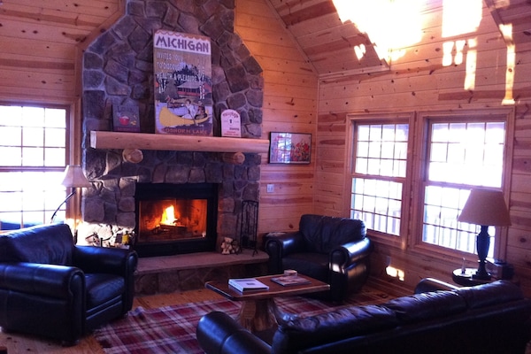 Great room with wood burning fire place