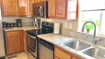 Fridge, microwave, oven, dishwasher