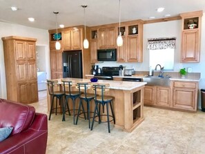 Fridge, microwave, oven, dishwasher