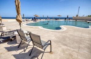 Outdoor pool, a heated pool - BEST LOCATION in complex! Lower level, Pool side, Ocean view - Just remodeled! (Cabo San Lucas)
