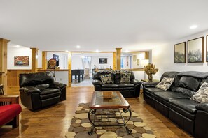 Smart TV, fireplace, video games, DVD player