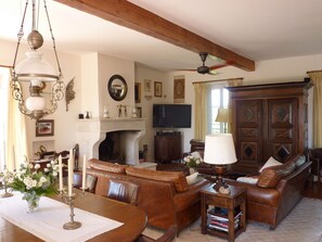 TV, fireplace, DVD player