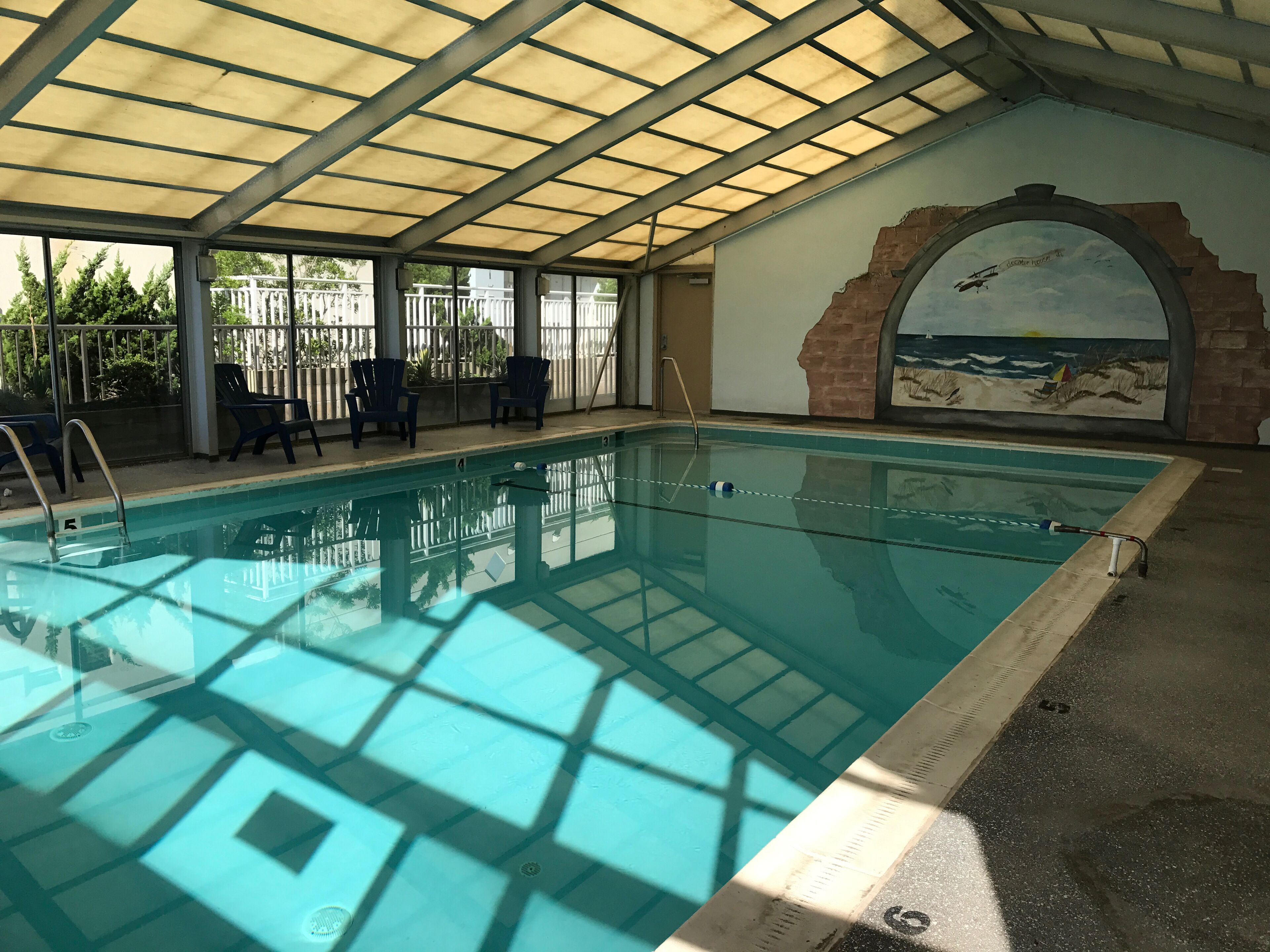 Indoor pool open Memorial Day until the first weekend in October.