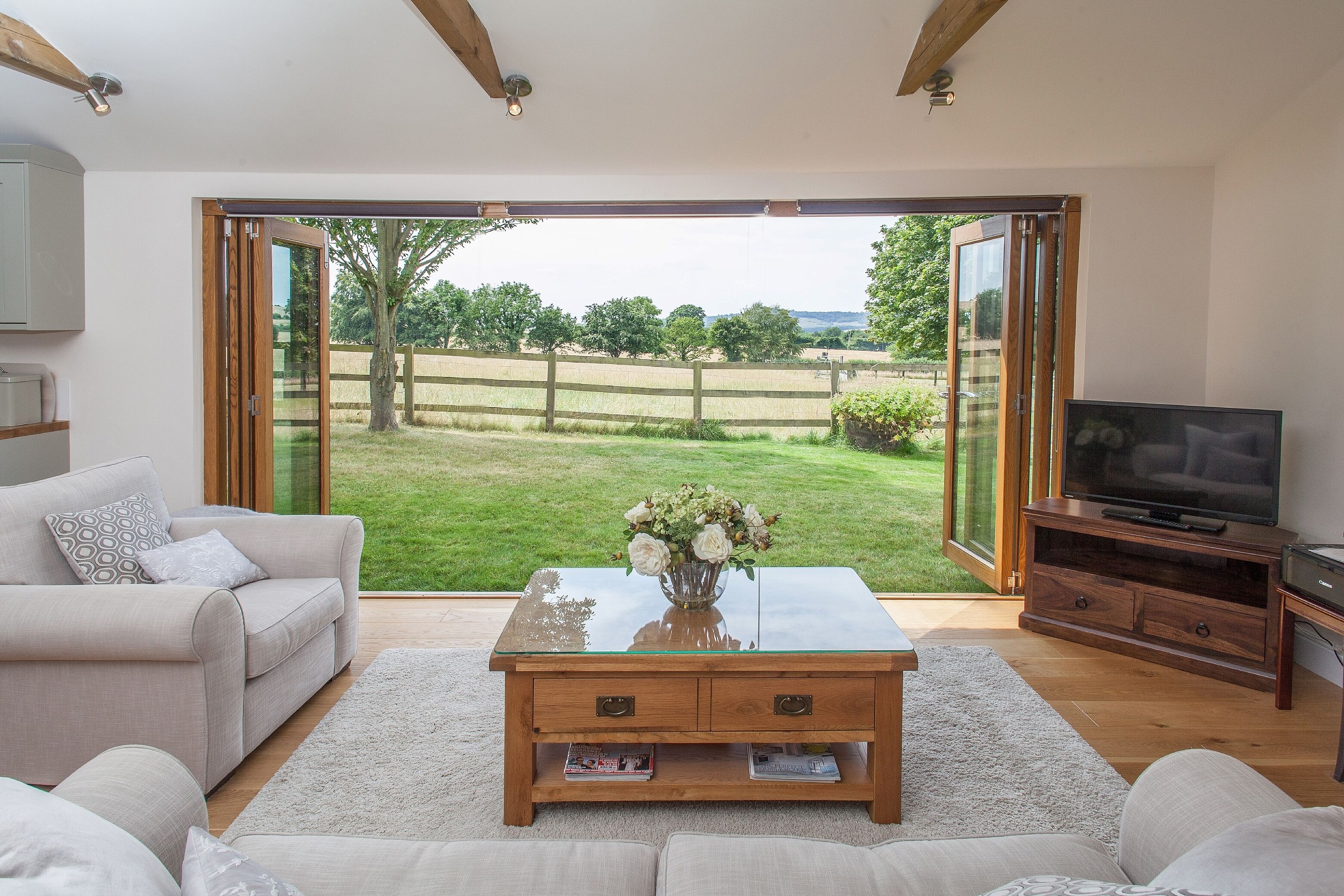 Smart TV, DVD player, books, music library