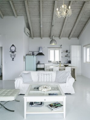 テレビ、暖炉、DVD プレーヤー、書庫