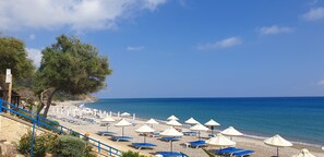 Beach nearby, sun-loungers, beach towels