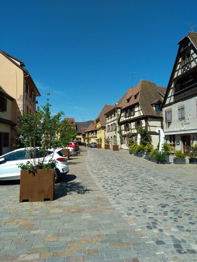 Half-timbered house of the 17th Century in the center of Bergheim, in the heart of the 
