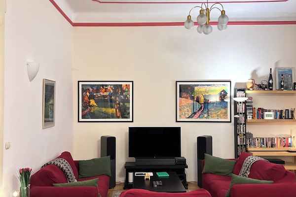 Living room with smart TV and quality sound system