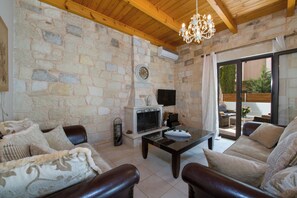 TV, fireplace, DVD player, stereo - Villa Constancia The Most Amazing Villas  For You & Your Family (Chania)