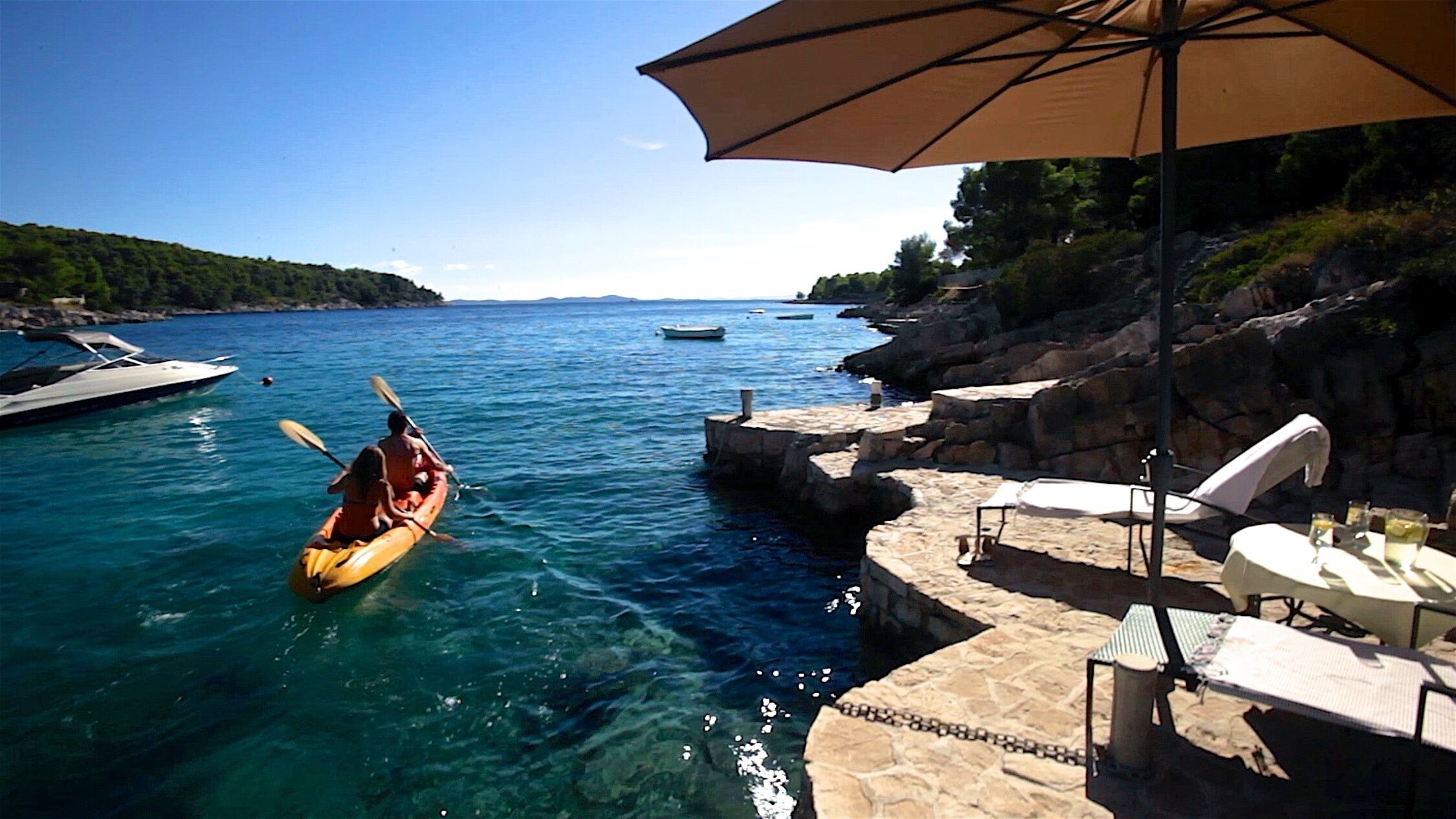 Private swimming platform in Duboka Bay with private path from the villa.