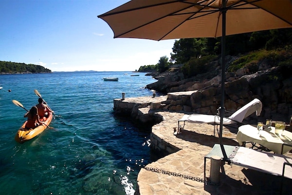 Private swimming platform in Duboka Bay with private path from the villa.