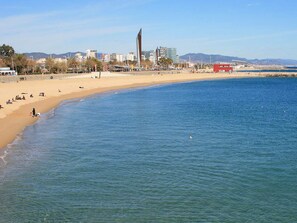 Ligstoelen aan het strand