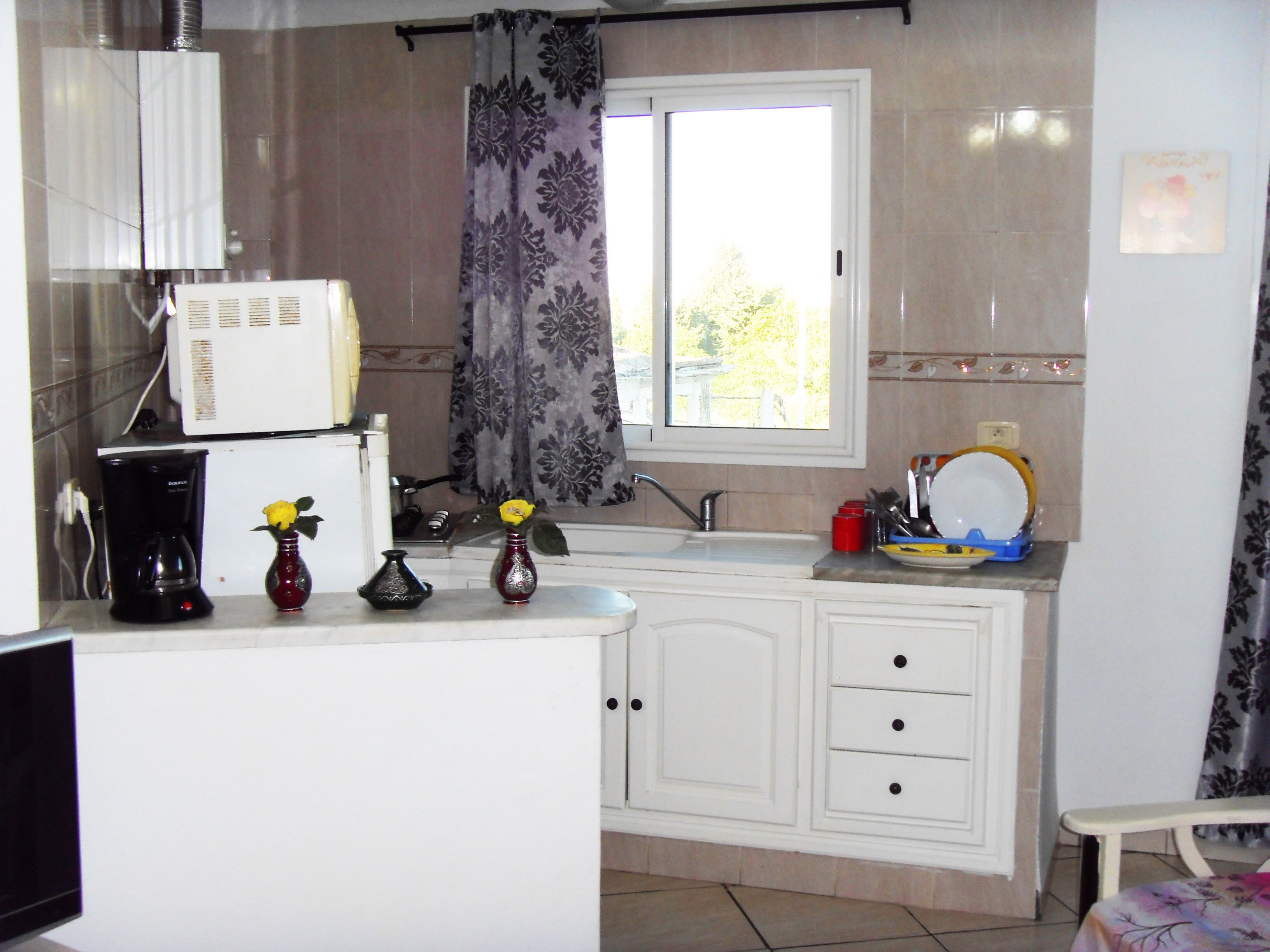 Een koelkast, een magnetron, een kookplaat