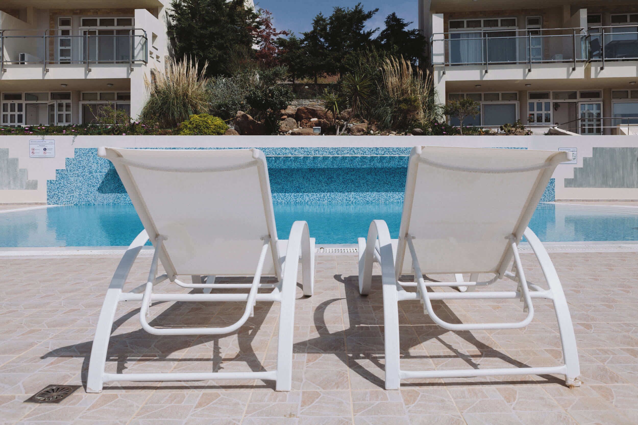 Outdoor pool, pool loungers