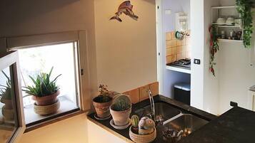 Frigorifero, piano cottura, lavastoviglie, macchina per tè/caffè