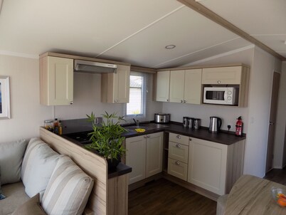 Luxury mobile home with spectacular sea views.