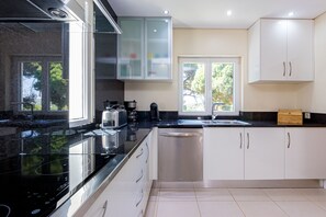 Fridge, microwave, oven, dishwasher