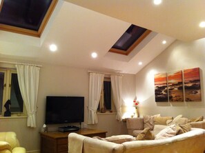 Smart TV, DVD player, books, video library