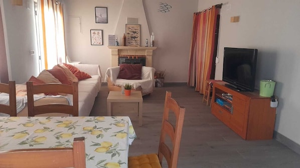 TV, fireplace, DVD player