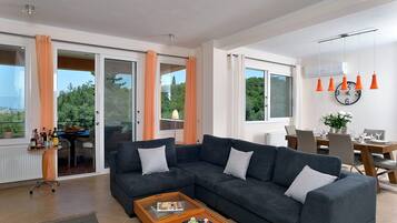 TV, fireplace, table tennis, books