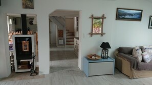 TV, fireplace, DVD player, foosball