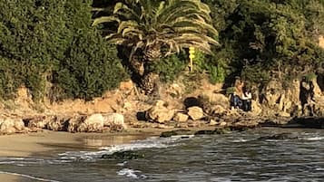 Playa en los alrededores y camastros 