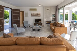 TV, fireplace