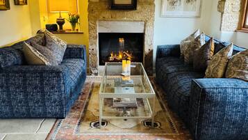 TV, fireplace, DVD player, video library