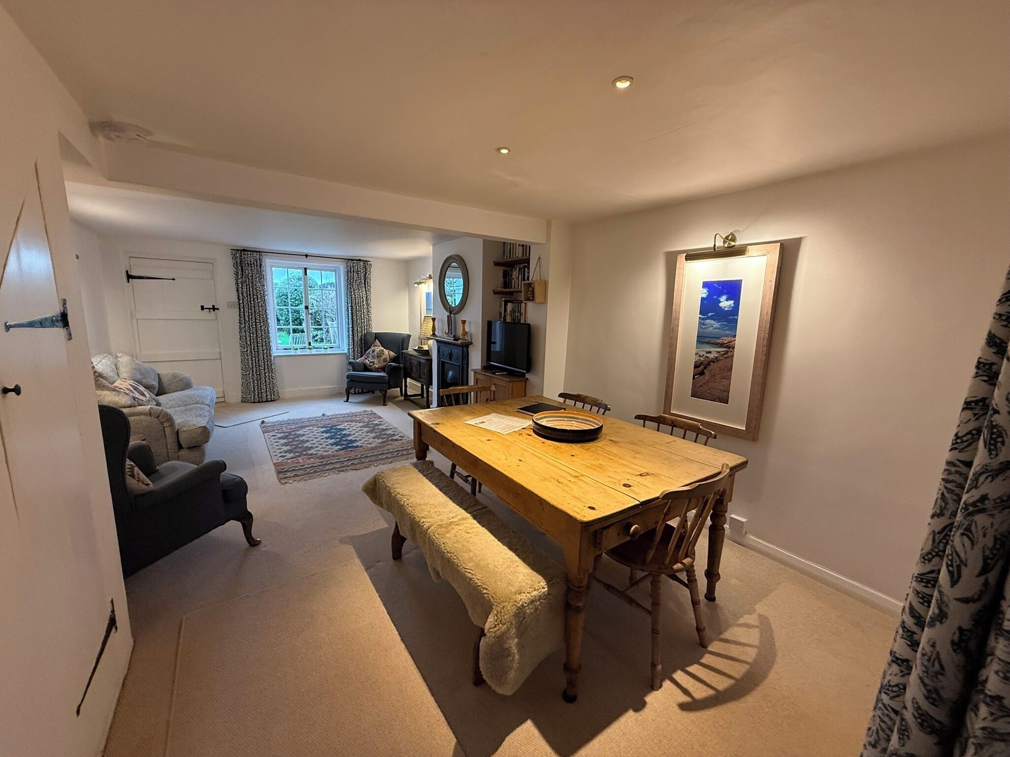 电视、壁炉、DVD 播放器