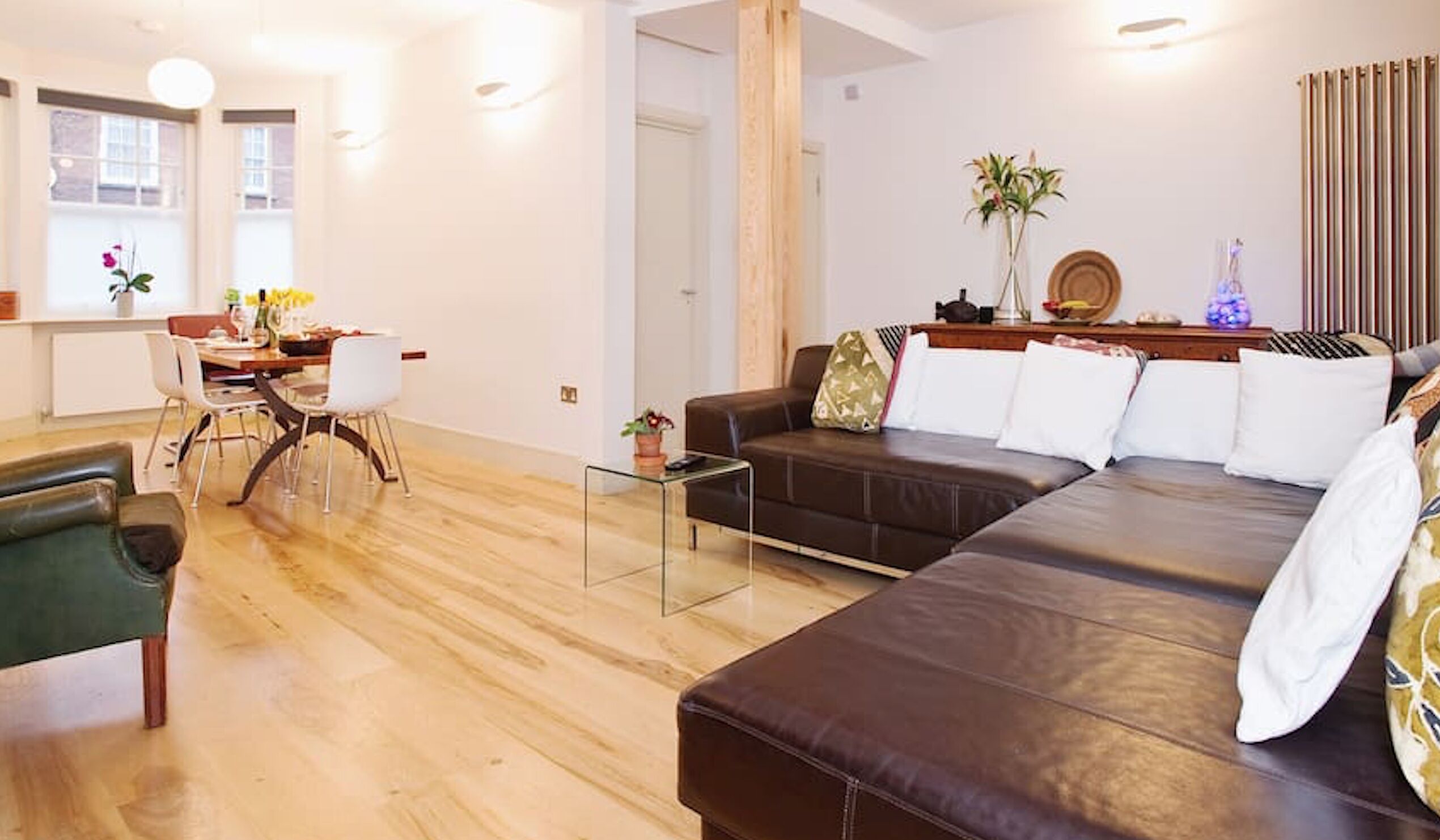 open plan living and dining room