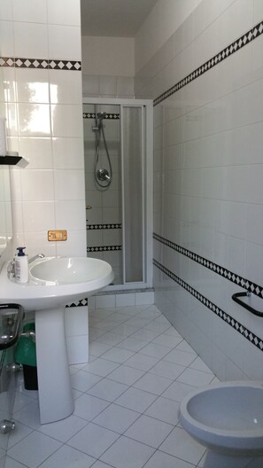 Ensemble douche/baignoire, sèche-cheveux, bidet, serviettes fournies