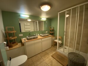 Dusche, Haartrockner, Handtücher