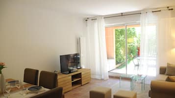 TV, DVD player, books