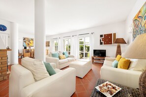 TV, fireplace, DVD player, books