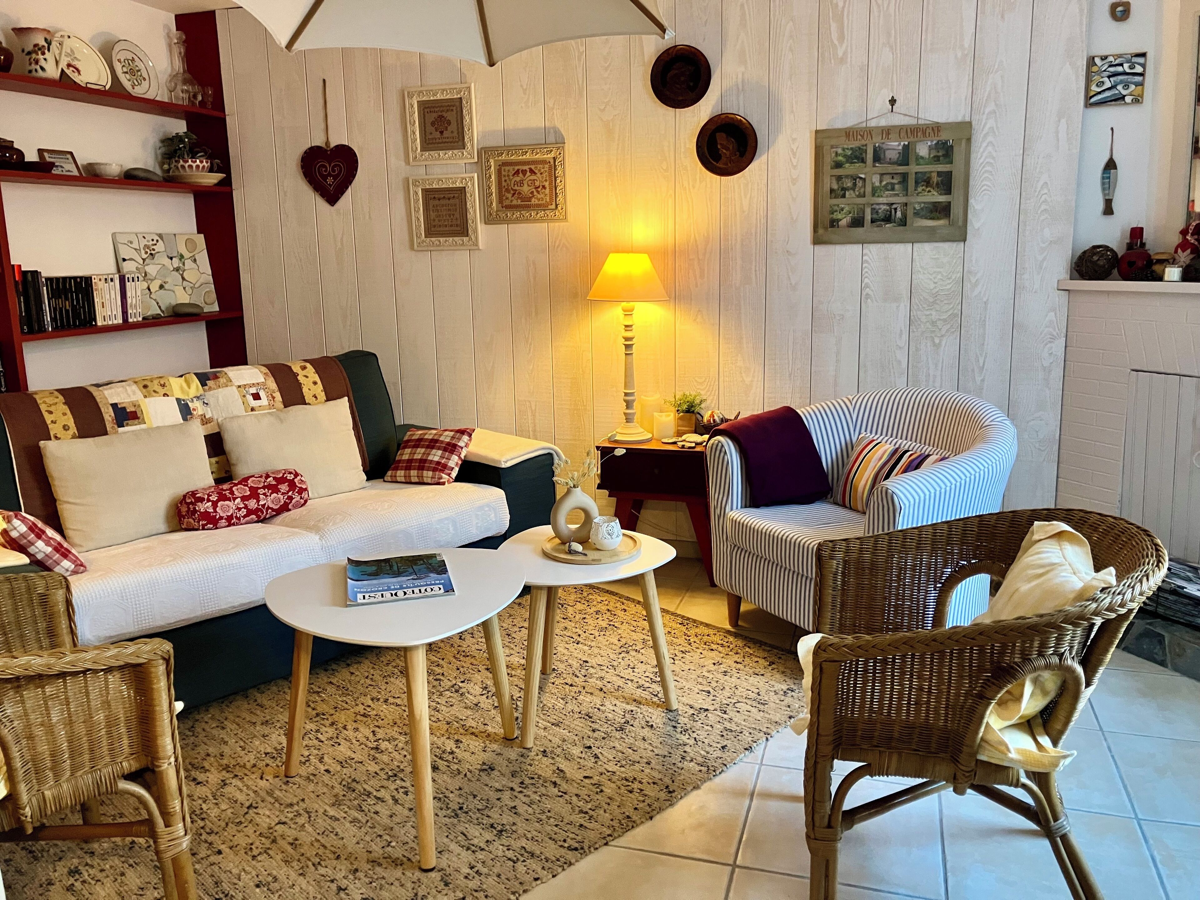 Tv, dvd-spelare, böcker och ett filmbibliotek