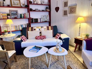 Televisión, reproductor de DVD, libros y videoteca 