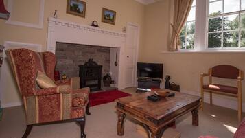 TV, DVD player, books, music library