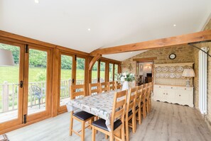 Dining - Hollyhock House Sleeps 10, Idyllic Cotswold property. Arctic Cabin & playground. (Stonesfield)